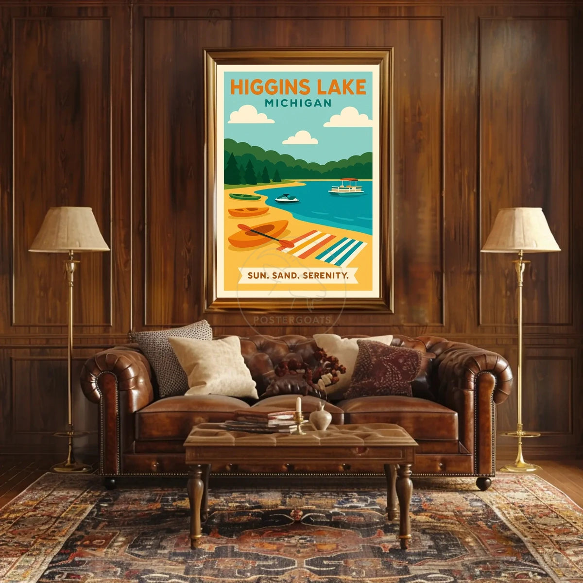 Higgins Lake Getaway: Modern Travel Poster