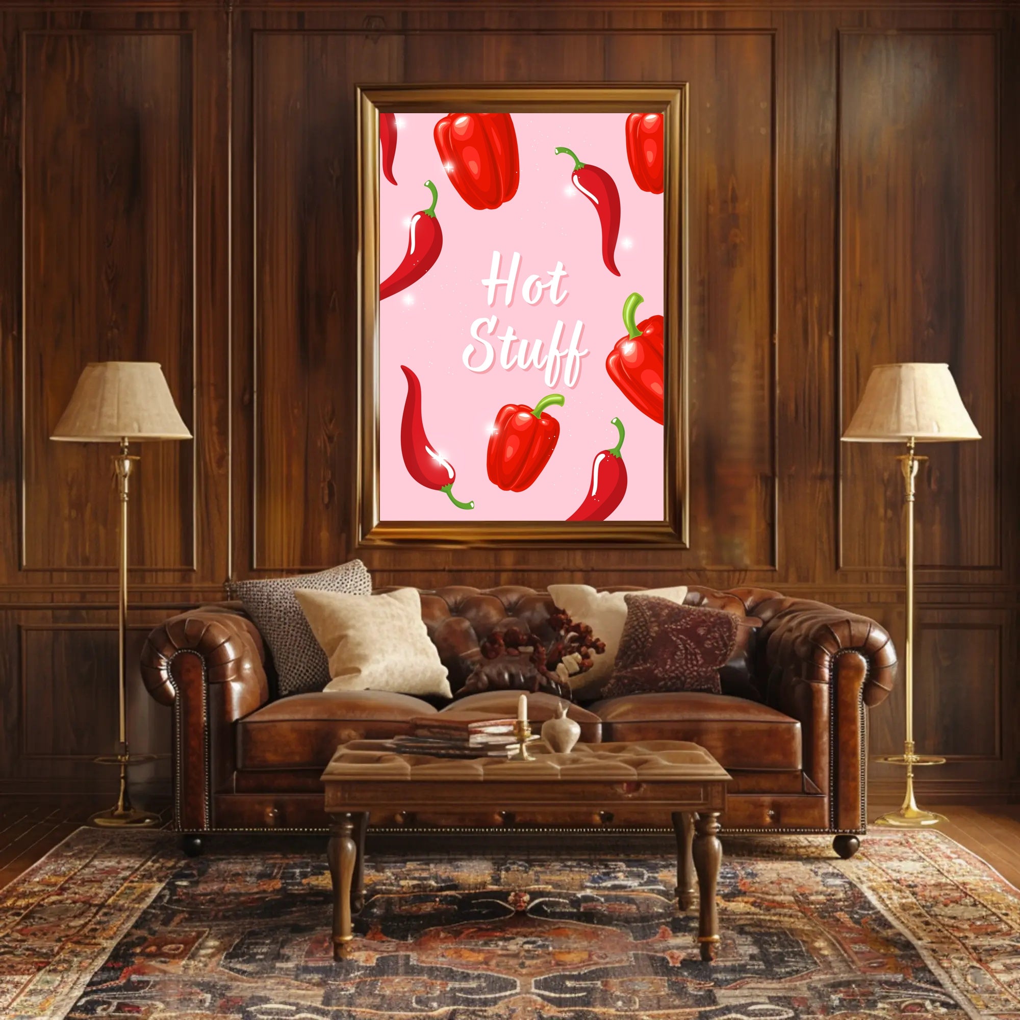 Spicy Peppers Illustration: Abstract Artistic Poster PosterGoat