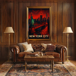 New York City Vibrant Landmarks Poster Modern Wall Art