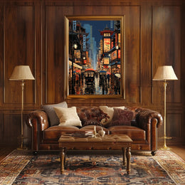 Vibrant Asian City Street Scene Historical Heritage Poster