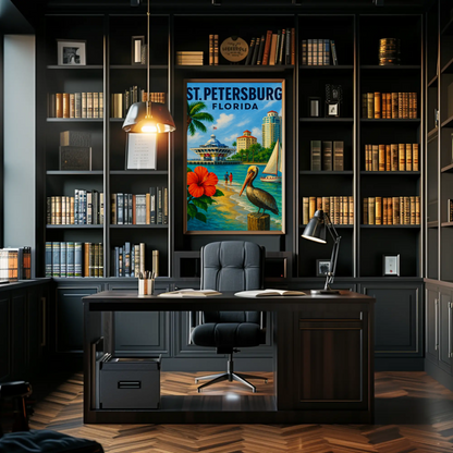 St Petersburg Florida Waterfront Pier Pelican Poster