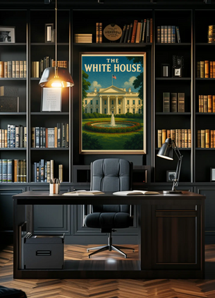 White House Vintage Travel Landmark Historical Poster