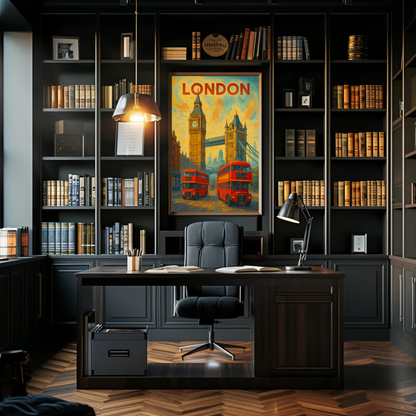 London Red Bus Big Ben Travel Poster