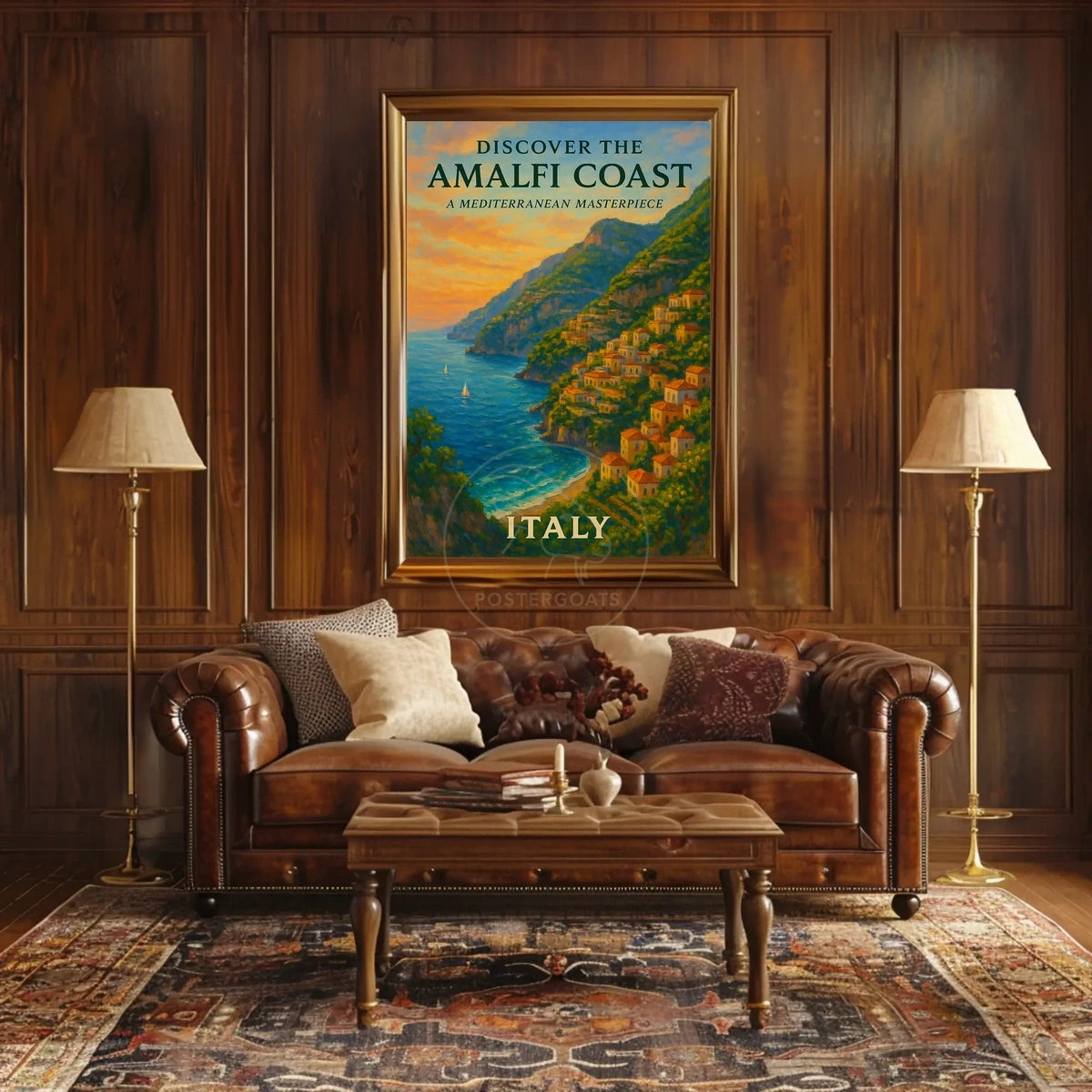 Amalfi Coast Sunset: Romantic Travel Poster