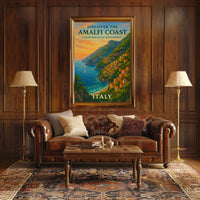 Amalfi Coast Sunset: Romantic Travel Poster