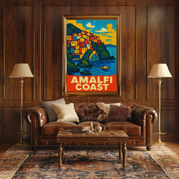 Amalfi Coast Poster Wall Art 18x24 Coastal Decor Print