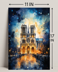 Notre-Dame De Paris A Nighttime Poster