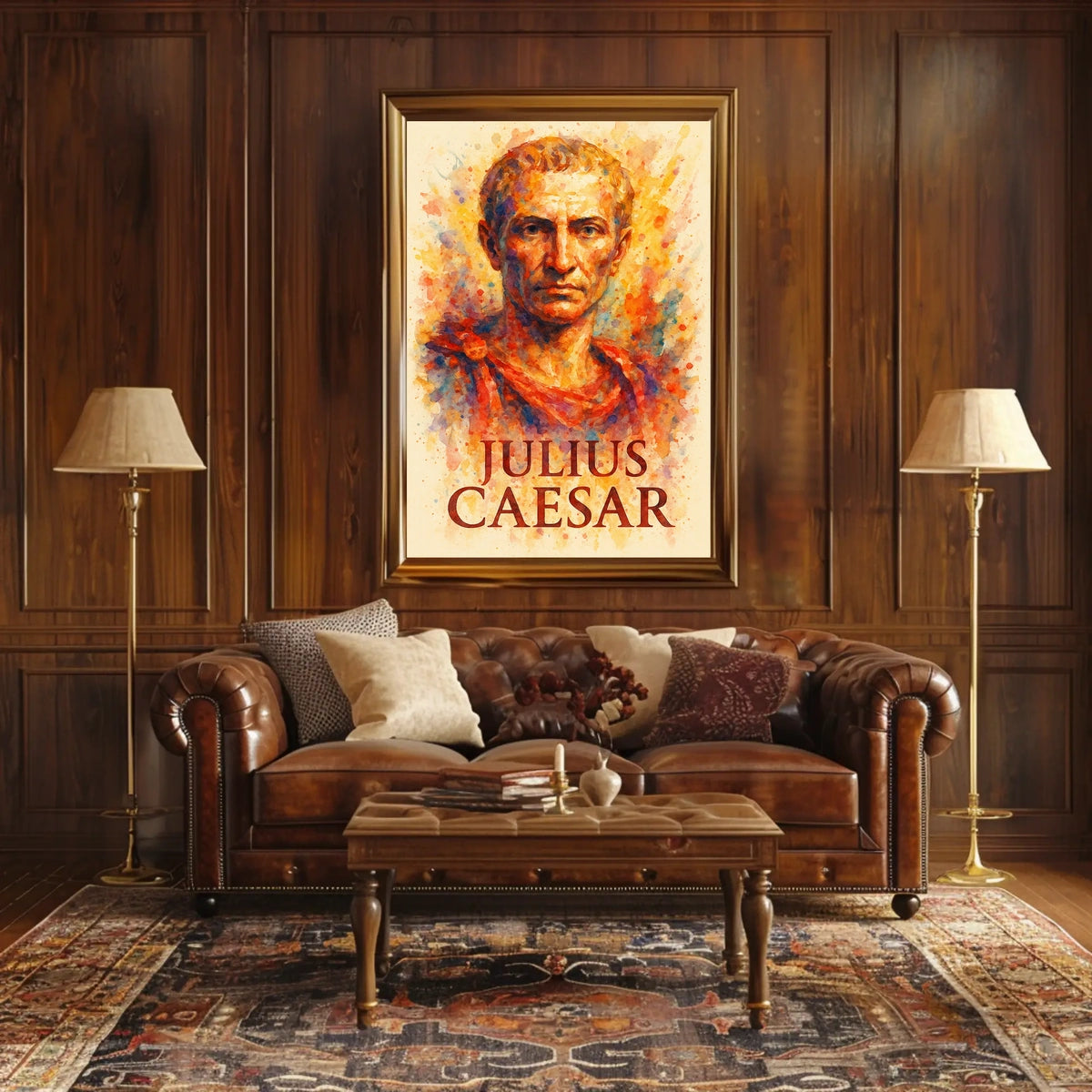Julius Caesar Roman History Watercolor Art Poster