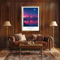 Boston Twilight: Modern Cityscape Art Poster