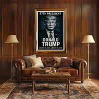 Donald Trump Visionary Leader in Blue Poster