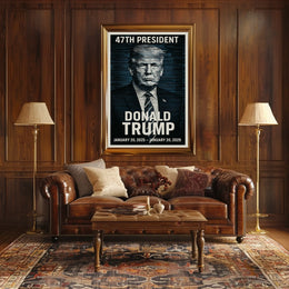 Donald Trump Visionary Leader in Blue Poster