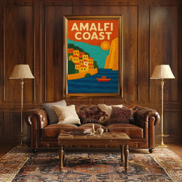 Amalfi Coast Poster Wall Art Scenic Travel Print Collectible