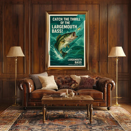 Fishing Adventure Largemouth Bass Sports Poster