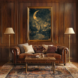 Vintage Carnival Moonlit Scene Under Gothic Artistic Poster PosterGoat