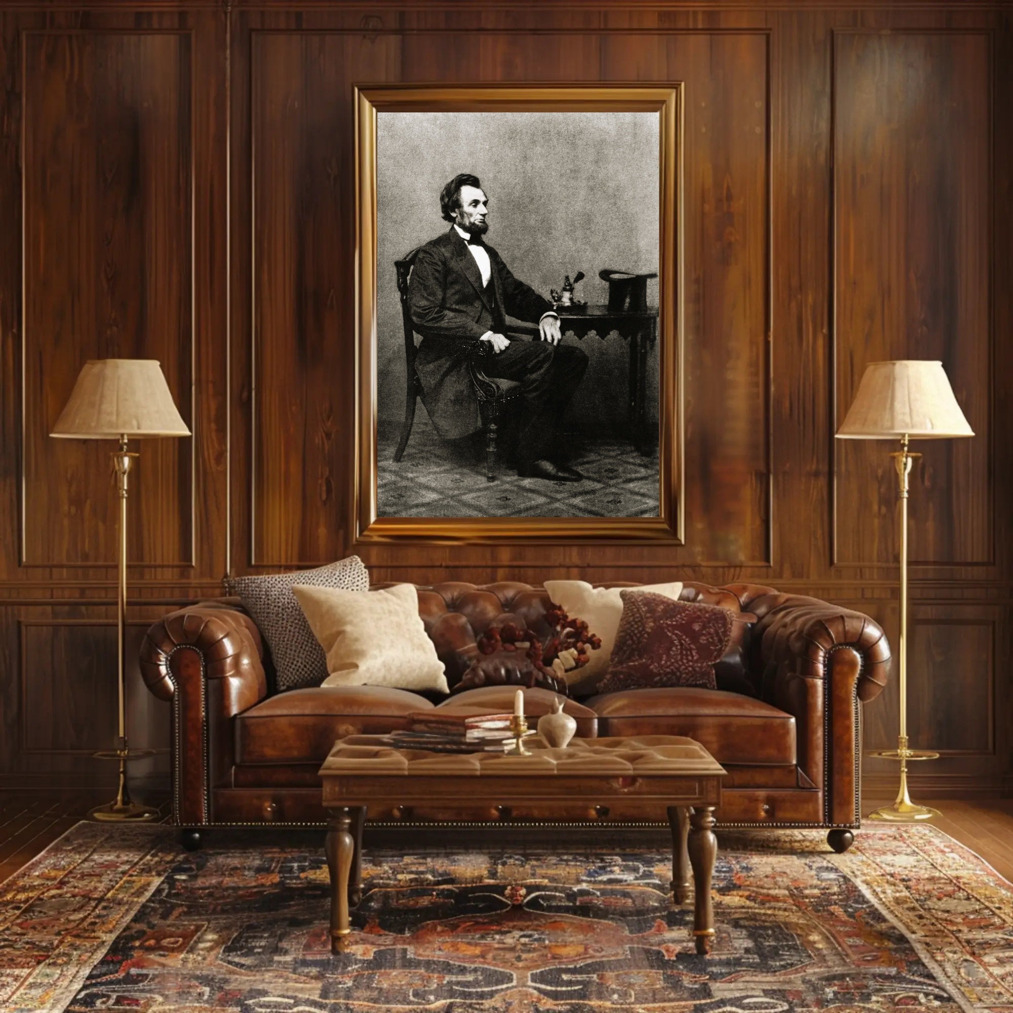 Abraham Lincoln Seated Light Background Poster Print PosterGoat