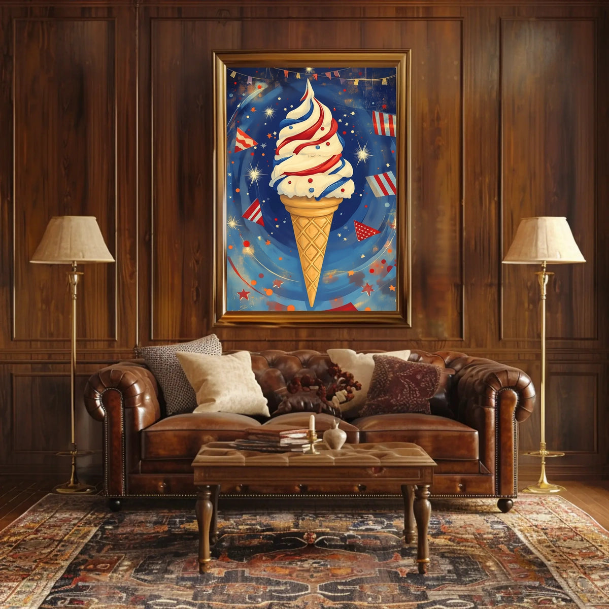 Vibrant Ice Cream Swirl Artwork With Confetti Poster