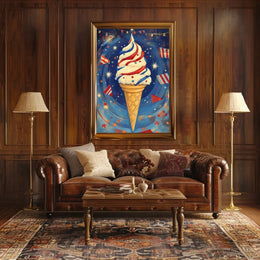 Vibrant Ice Cream Swirl Artwork With Confetti Poster