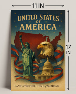 United States of America Land of the Free Poster PosterGoat
