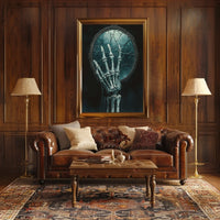 Skeletal Hand Mirror: Abstract, Artistic, or Pop Culture Poster