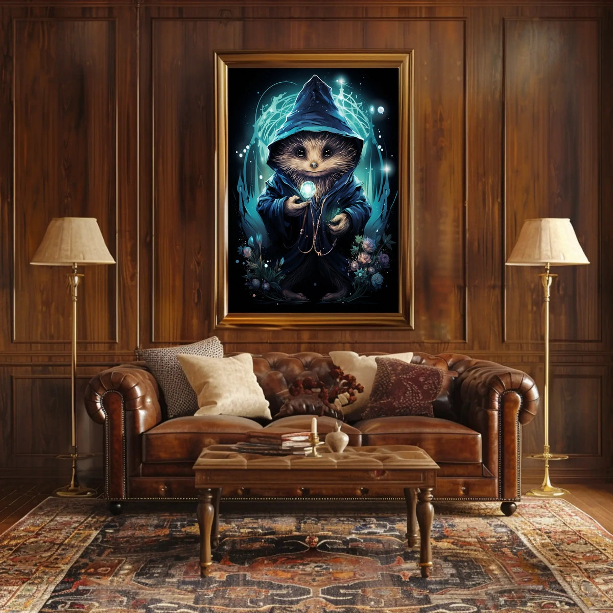 Mystical Hedgehog Wizard Fantasy Art Poster