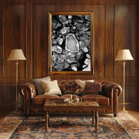 Stark Black and White Abstract Ice Formation Poster