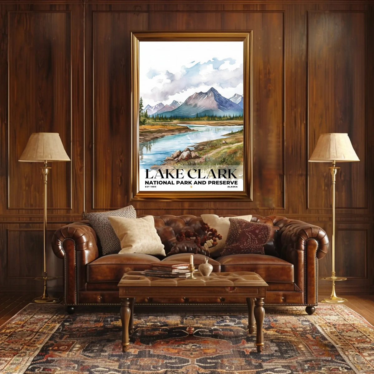 Lake Clark Watercolor Wall Art Poster