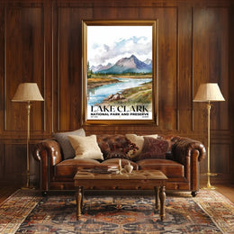 Lake Clark Watercolor Wall Art Poster