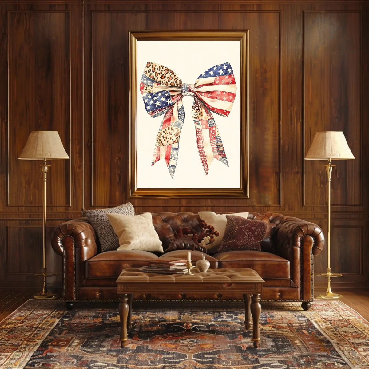 Large Coquette Bow American Flag Patriotic Wall Poster
