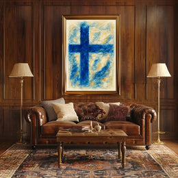 Abstract Blue Cross Abstract Poster