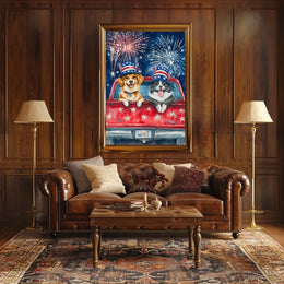 Watercolor Dog And Cat Portrait Artwork Soft Vintage Poster