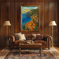 Amalfi Coast Poster Art Print for Coastal Home Decor
