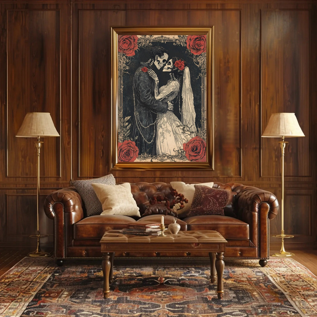 Skeleton Wedding Embrace: Romantic Cultural or Heritage Poster
