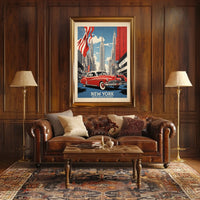 New York City Skyline Travel Poster Vintage Wall Art