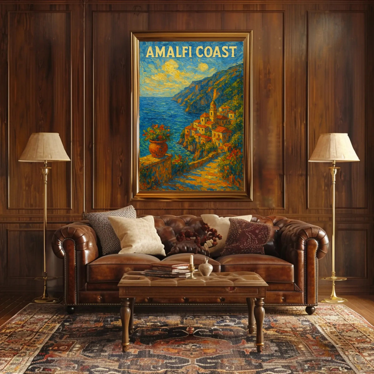 Amalfi Coast Poster Art for Coastal Wall Decor 18x24