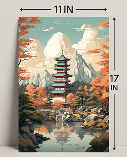 Tranquil Pagoda In Autumn Poster