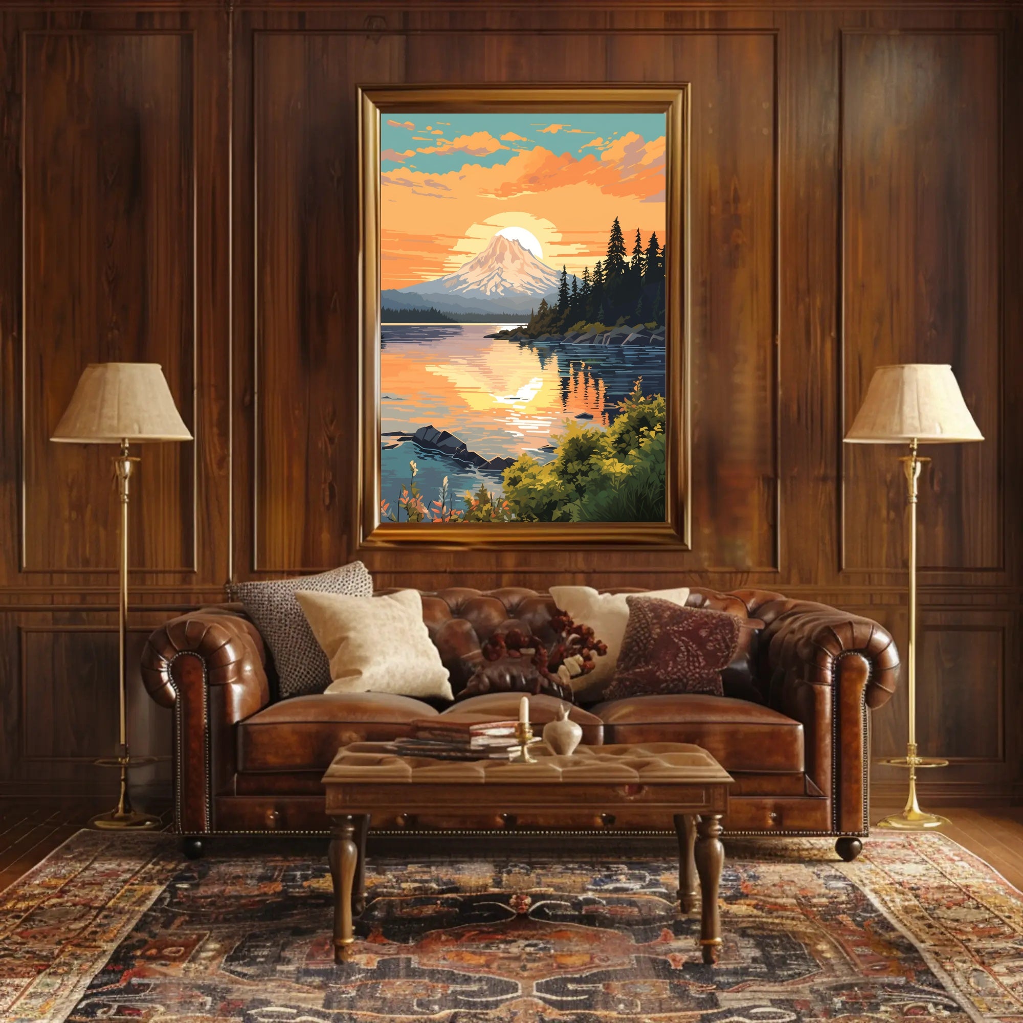 Serene Mountain Sunset Poster PosterGoat