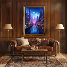 Futuristic Cityscape At Twilight Poster