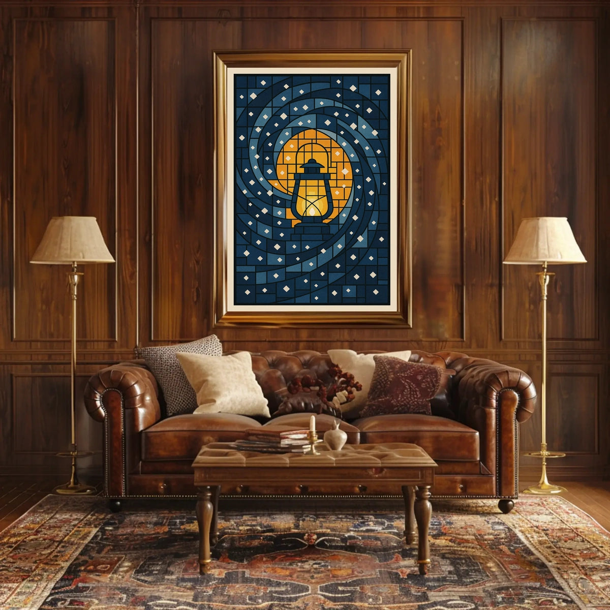 Lantern In The Night Sky Poster
