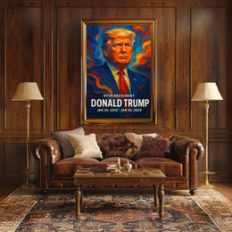 Trump Visionary Leadership Patriotism Historic Icon Cinematic Digital Painting Poster