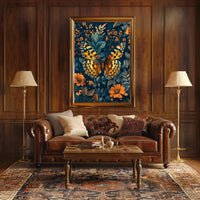 Vibrant Butterfly and Flowers Illustrated Animal Poster