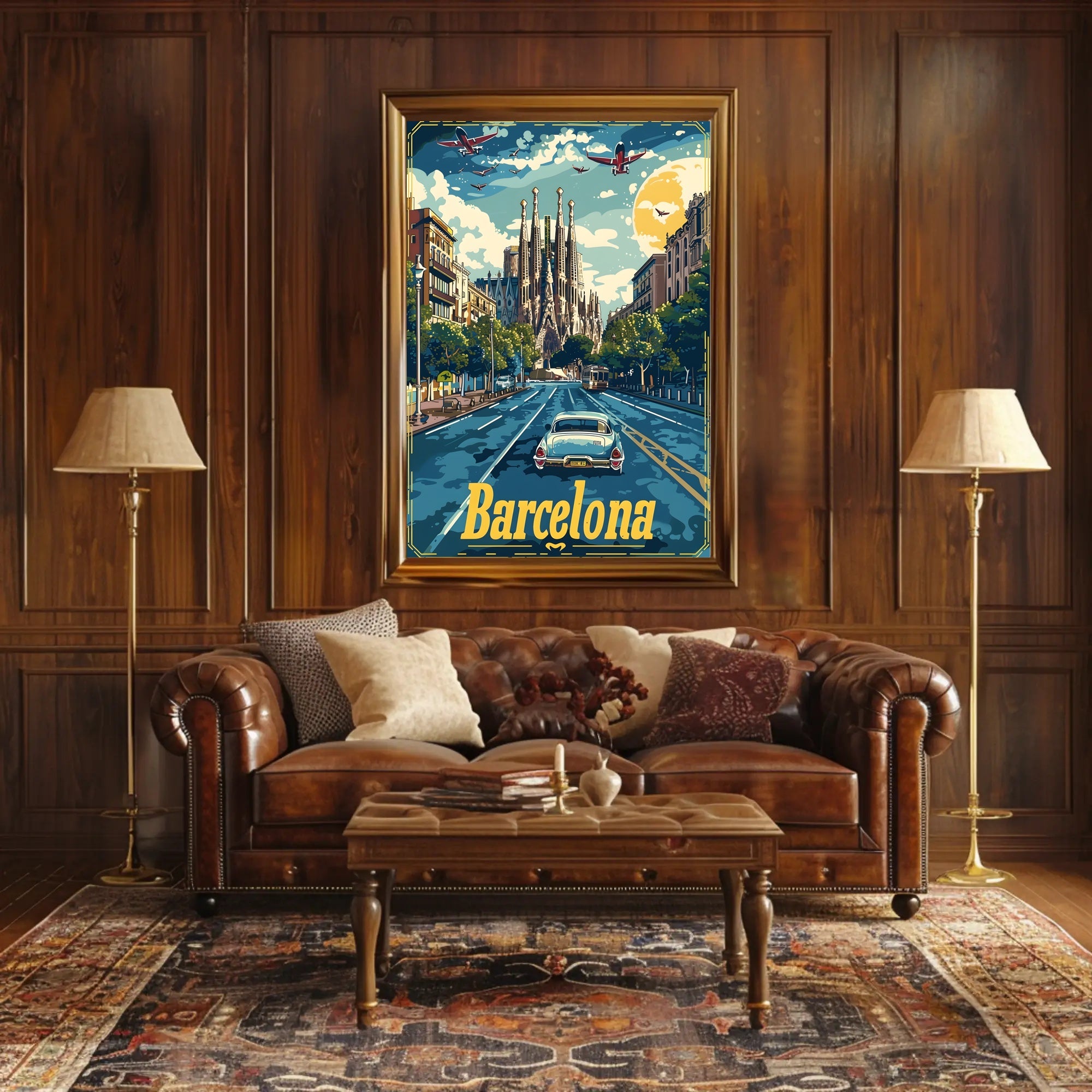 Barcelona Retro Travel Poster