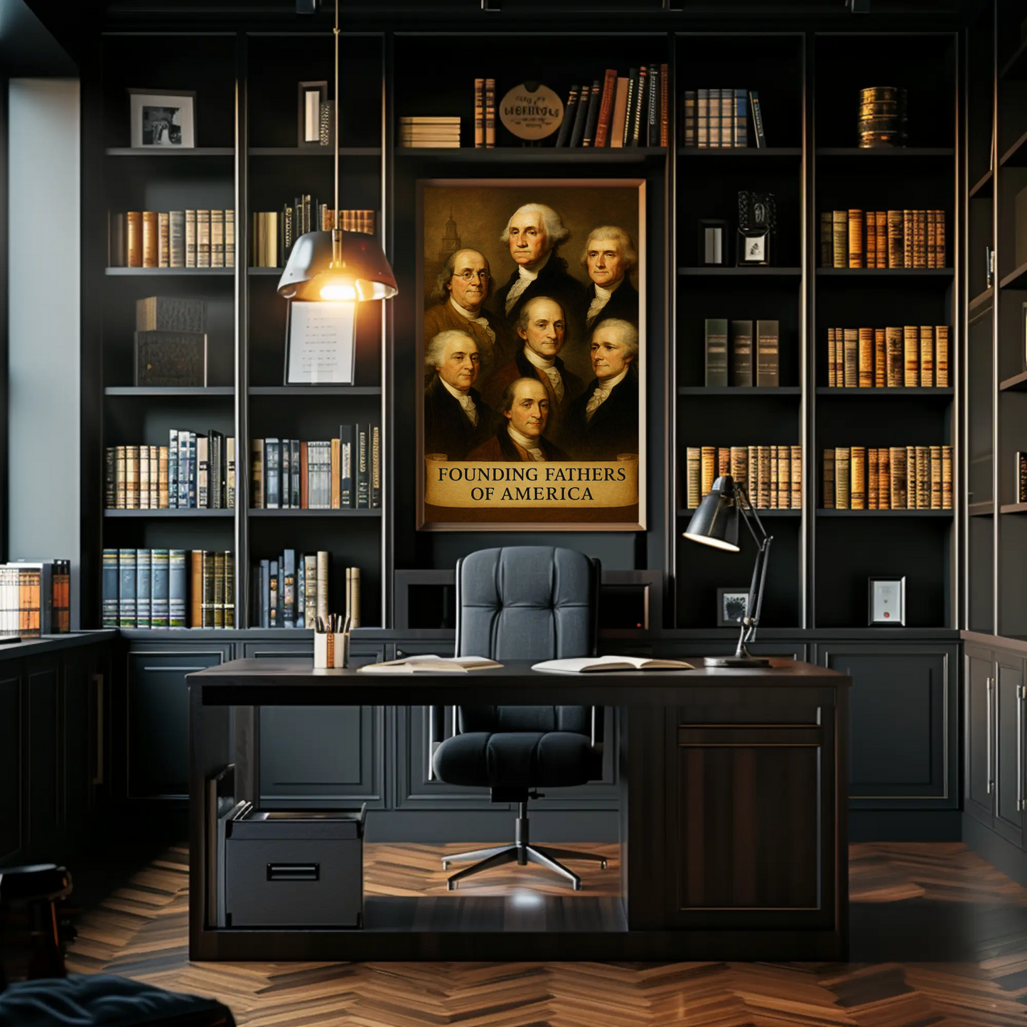 Founding Fathers Portrait Historic America Travel Poster