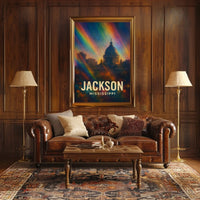 Jackson Mississippi Skyline Photography Realism Wanderlust Decor Timeless Heritage Cityscape Poster