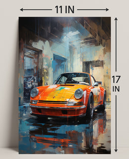 Vibrant Classic Car In Urban Garage Poster PosterGoat