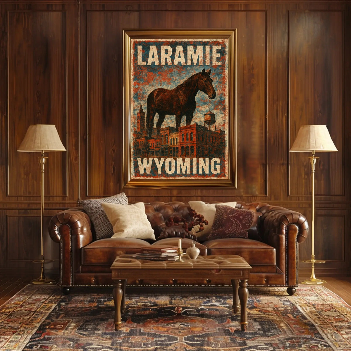 Laramie Horse Vintage City Western Heritage Cultural American West Rustic Skyline Poster