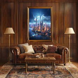 Futuristic Skyline At Twilight Poster