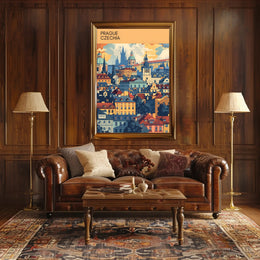 Prague Cityscape Architectural Art Travel Poster