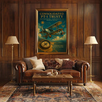 Vintage Aviation Poster: Consolidated PT-1 Trusty Adventure