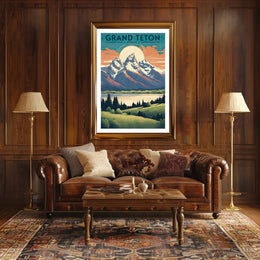 Grand Teton Scenic Vintage Travel Poster Print