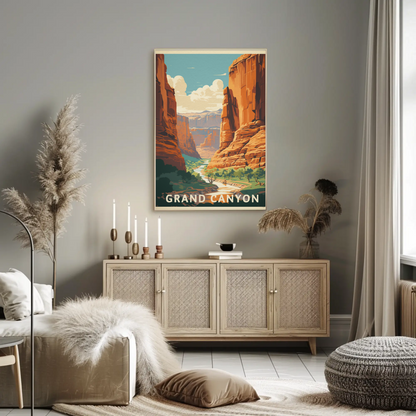 Grand Canyon River Vintage Travel Poster